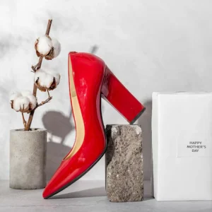 Glamorous Evening Pumps – Red, Size 7.5, Glitter Fabric
